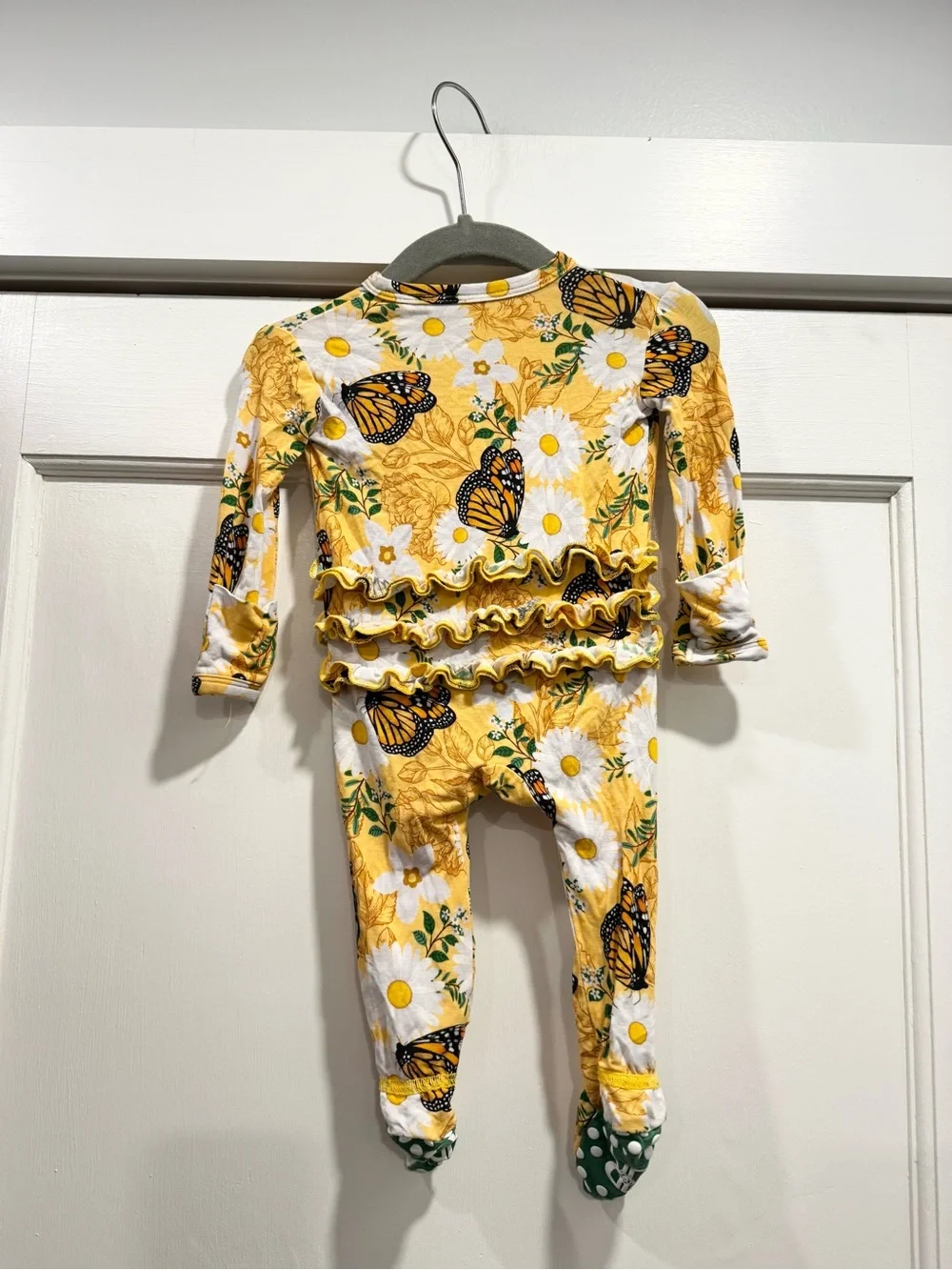 Bums & Roses Ruffle Footie Make Your Monarch 0-3M Butterfly Sunflower Floral